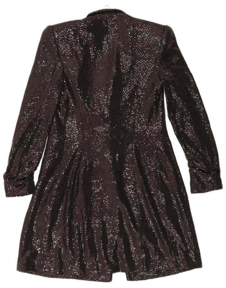 Jachetă pentru femei ZARA cu paragate deschisă UK 6 XS Poliamidă neagră