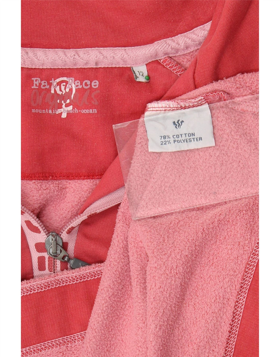 FAT FACE Pulover pentru damă, cu grafic, cu fermoar, cu gât, UK 12 Roz mediu