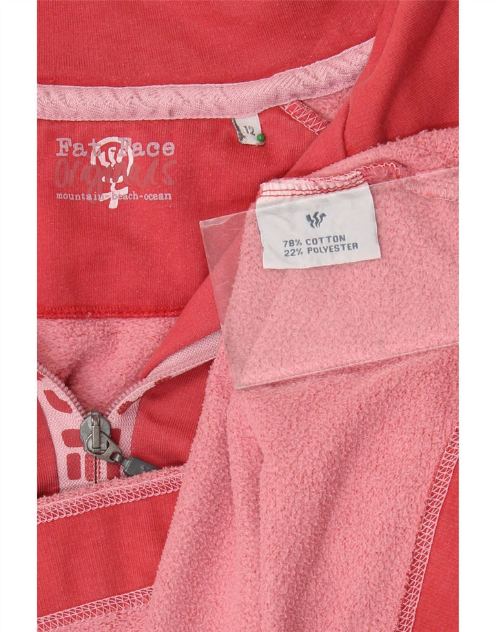 FAT FACE Pulover pentru damă, cu grafic, cu fermoar, cu gât, UK 12 Roz mediu