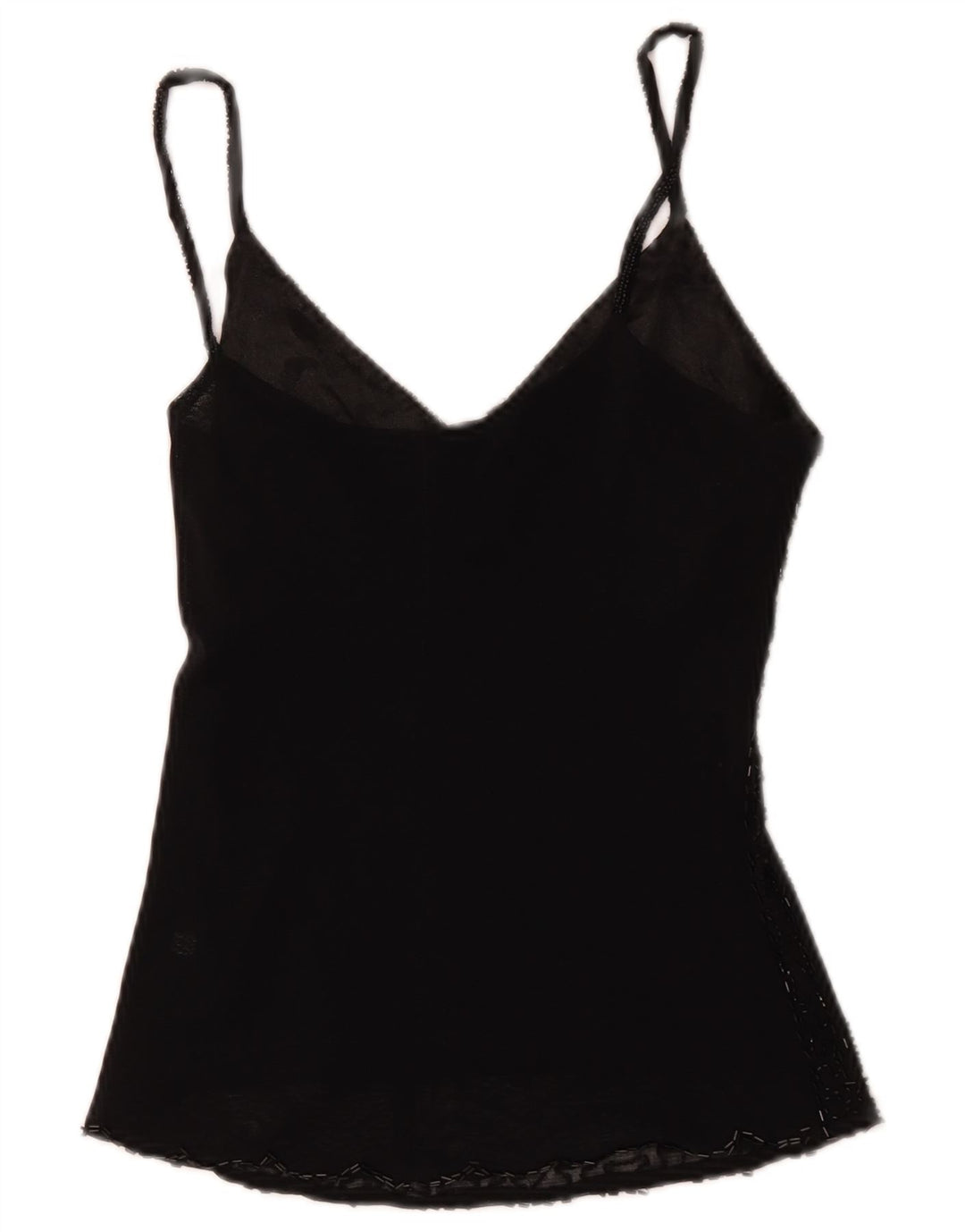 Vintage Cami Top pentru femei UK 8 Small Black Viscose