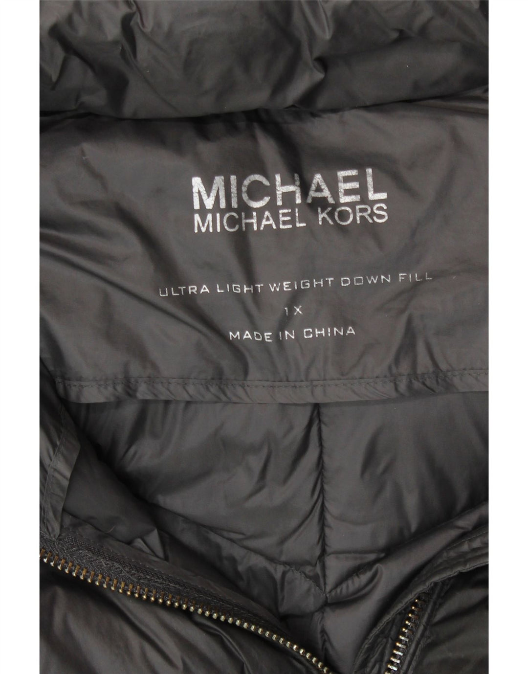 Palton căptușit cu glugă pentru femei MICHAEL KORS UK 18 XL nailon gri