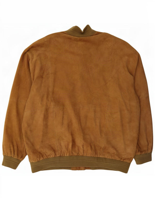 Barisal Mens Suede Bomber Jacket IT 58 4XL Beige Leather
