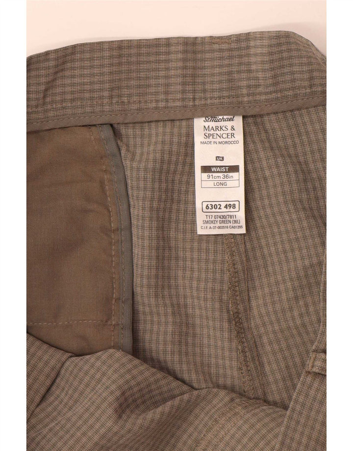 Pantaloni scurți chino pentru bărbați Marks & Spencer W36 Large Green Check Poliester