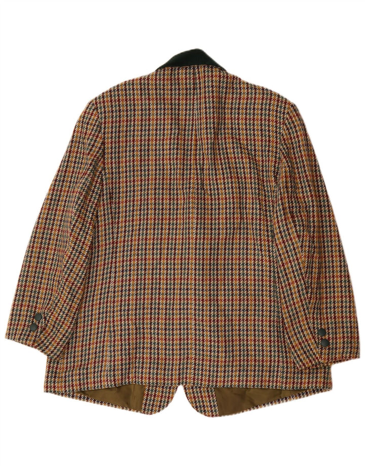 Jachetă vintage pentru femei cu 3 nasturi, UK 22 3XL, picior de găină multicoloră