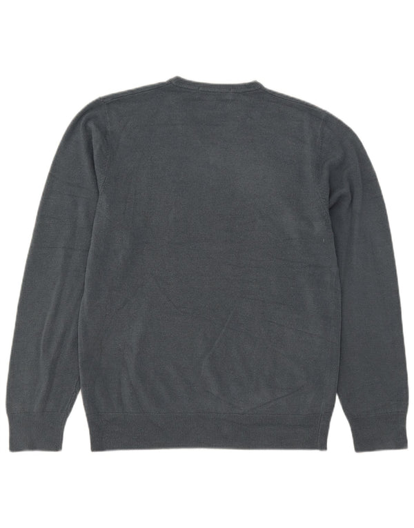 Marks & Spencer Mens V-Neck Jumper Sweater Medium Grey Acrylic