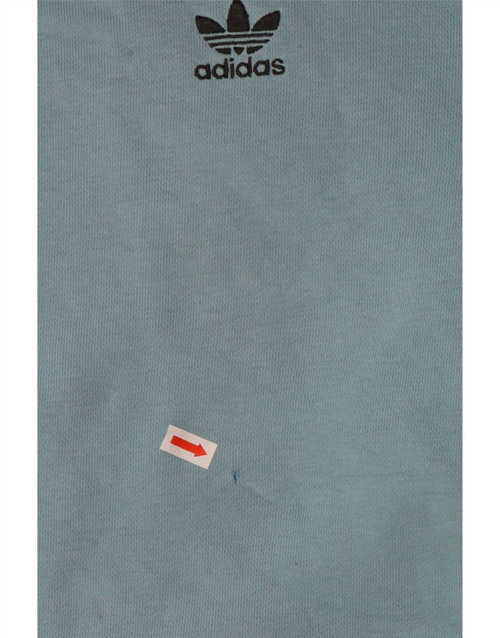 ADIDAS Mens Hoodie Jumper Large Blue Cotton