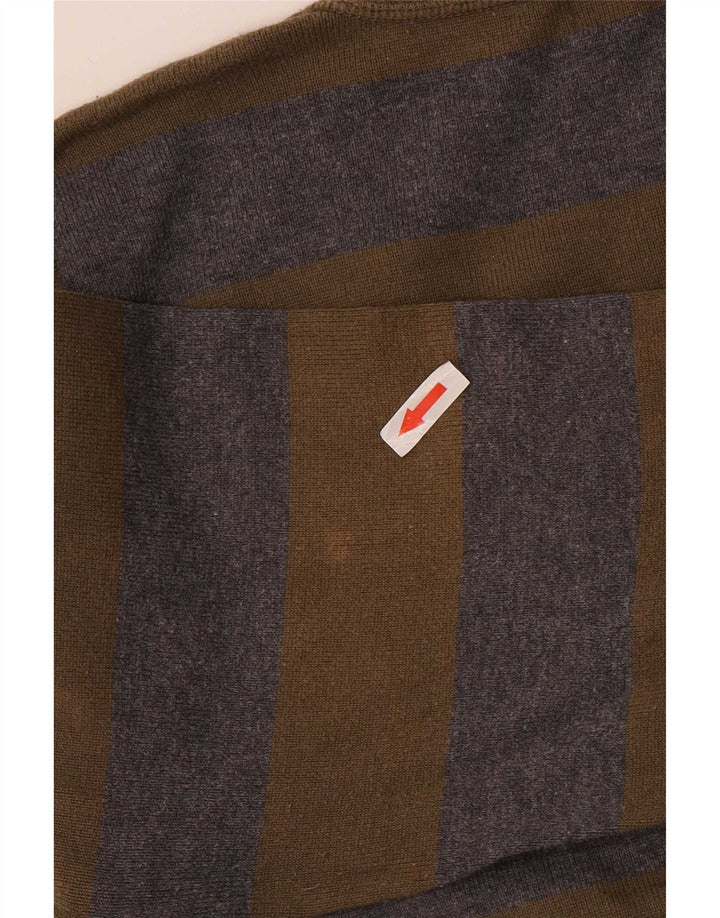 Pulover cardigan pentru bărbați Zara, cu dungi mari, kaki
