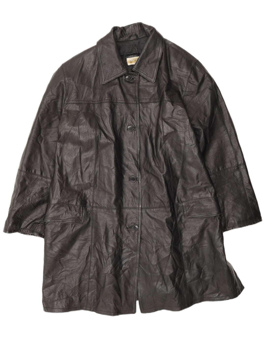 ANTEPRIMA Palton supradimensionat din piele pentru femei IT 52 2XL negru