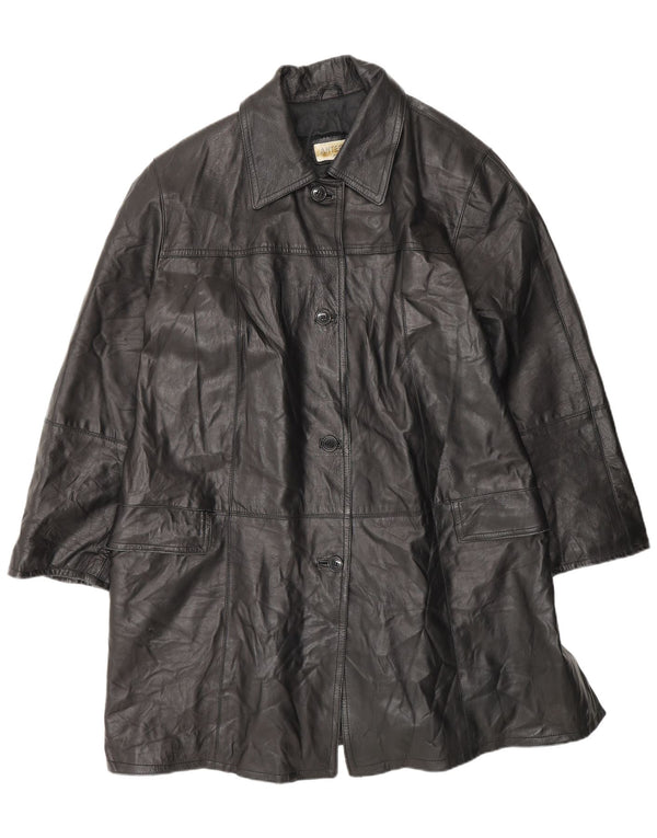 ANTEPRIMA Womens Oversized Leather Coat IT 52 2XL Black