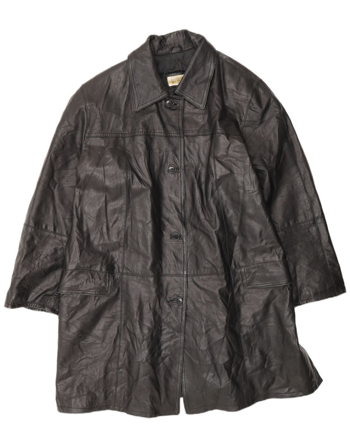 ANTEPRIMA Palton supradimensionat din piele pentru femei IT 52 2XL negru