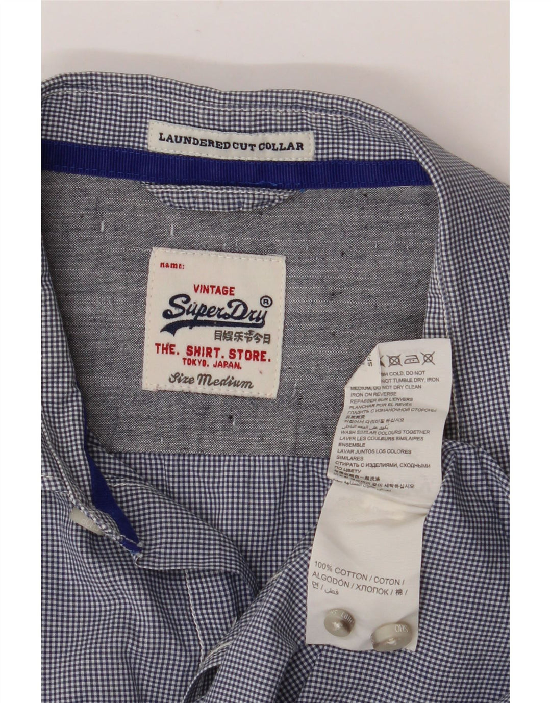 Cămașă pentru bărbați SUPERDRY, bumbac vichy, albastru bleumarin mediu