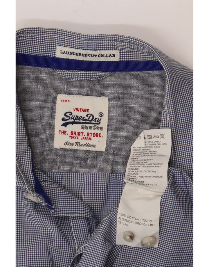 Cămașă pentru bărbați SUPERDRY, bumbac vichy, albastru bleumarin mediu