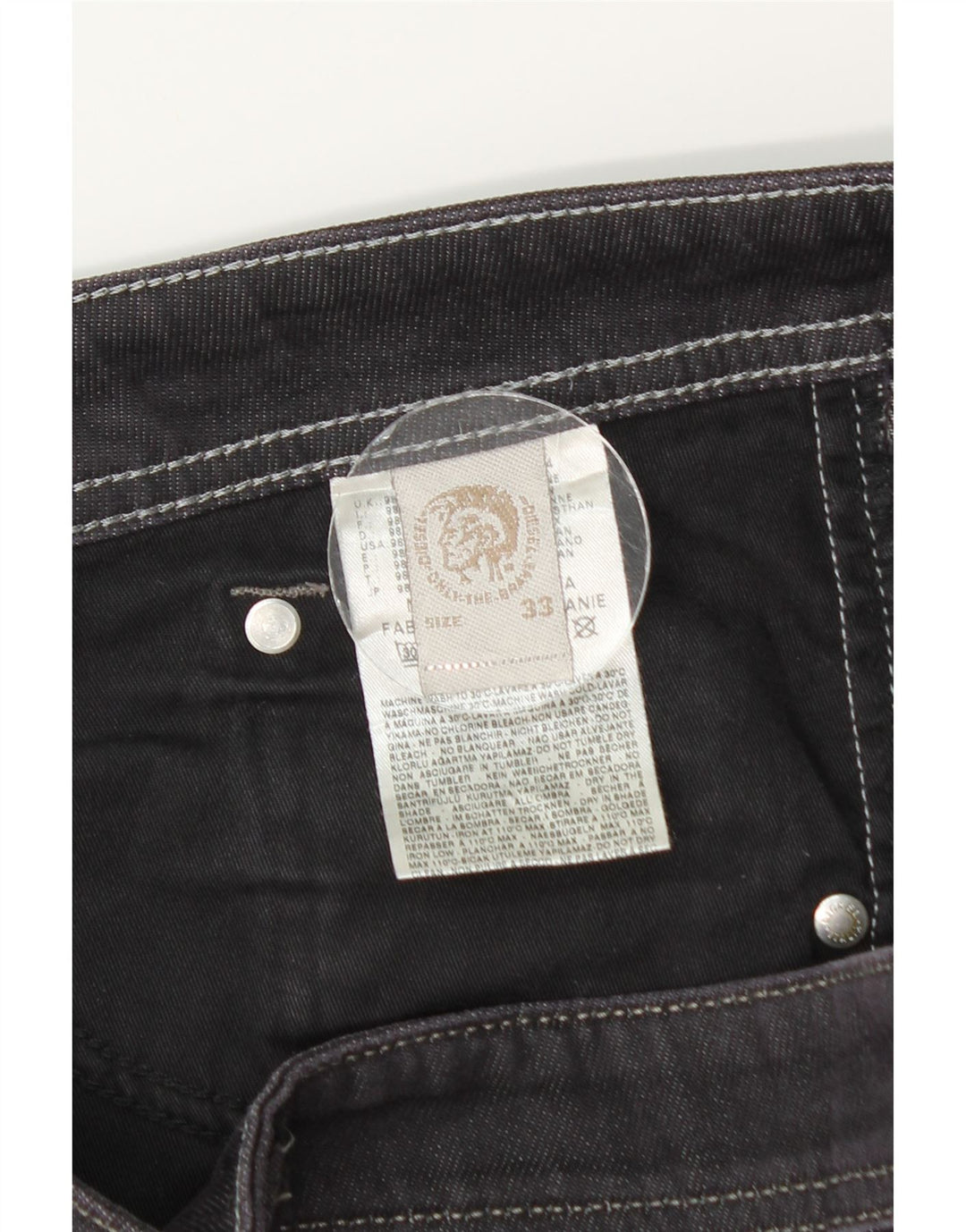 DIESEL Blugi drepti pentru bărbați W33 L30 bumbac gri