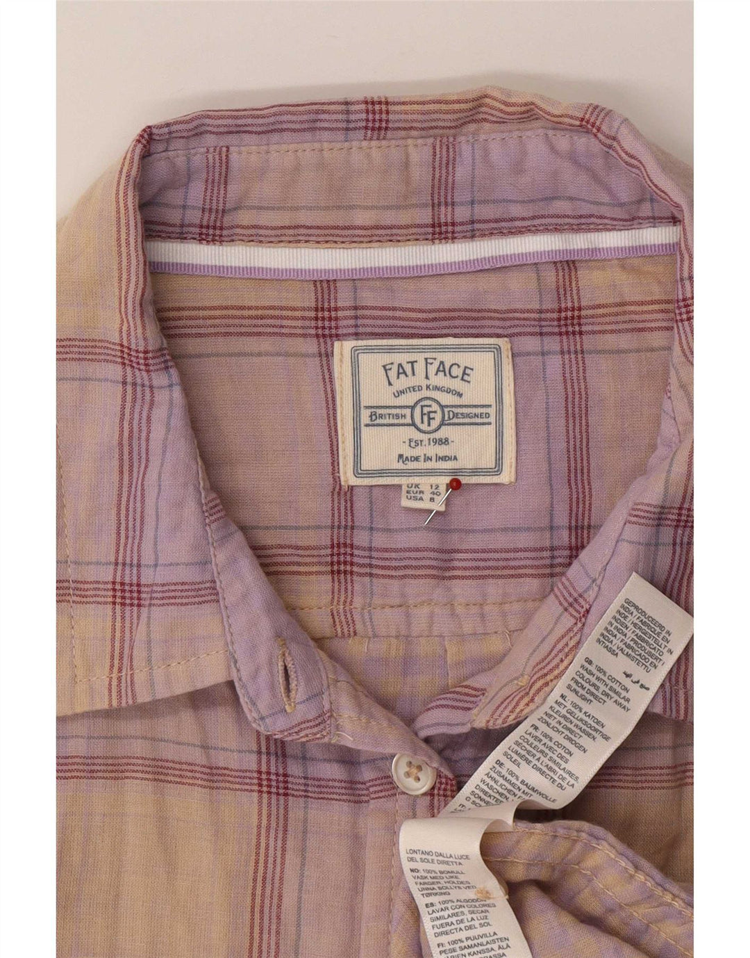 Cămașă Fat Face pentru femei UK 12 Medium Multicolor Check Bumbac