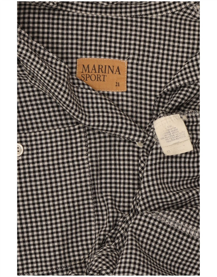 Bluză cămașă cu cravată în față pentru femei Marina Sport Mărimea 21 Medium Black Gingham