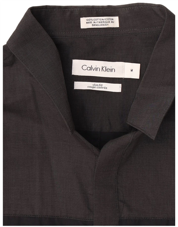 Cămașă pentru bărbați Calvin Klein Slim Fit, bumbac negru mediu, bloc de culoare