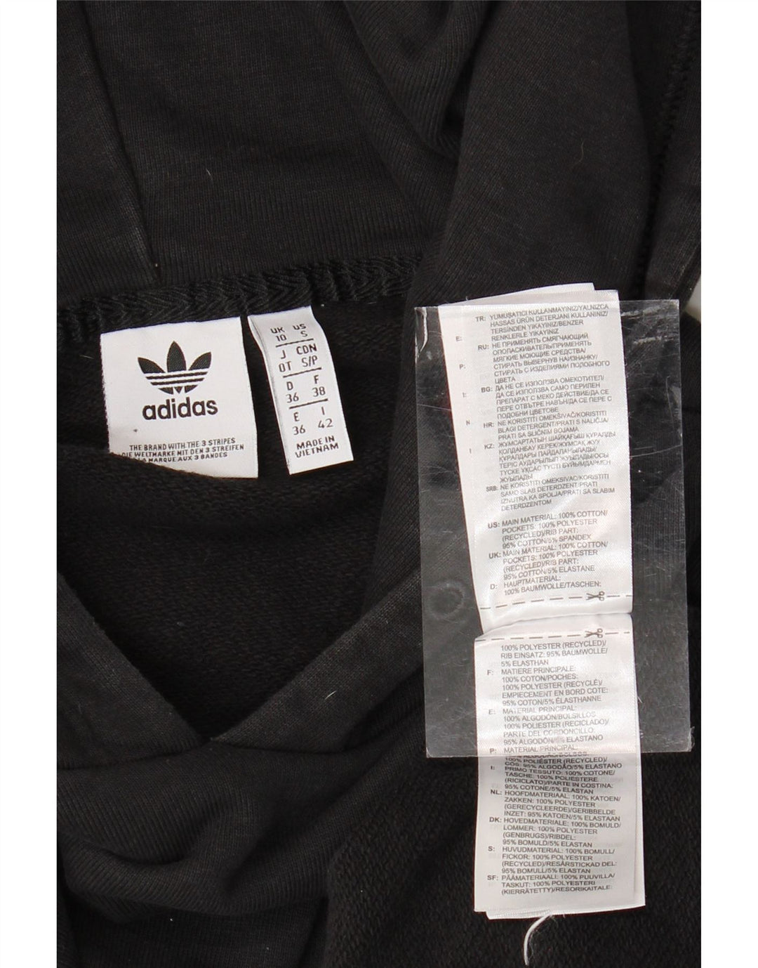 Pulover supradimensionat pentru femei ADIDAS UK 10 Bumbac cu flori negru mic