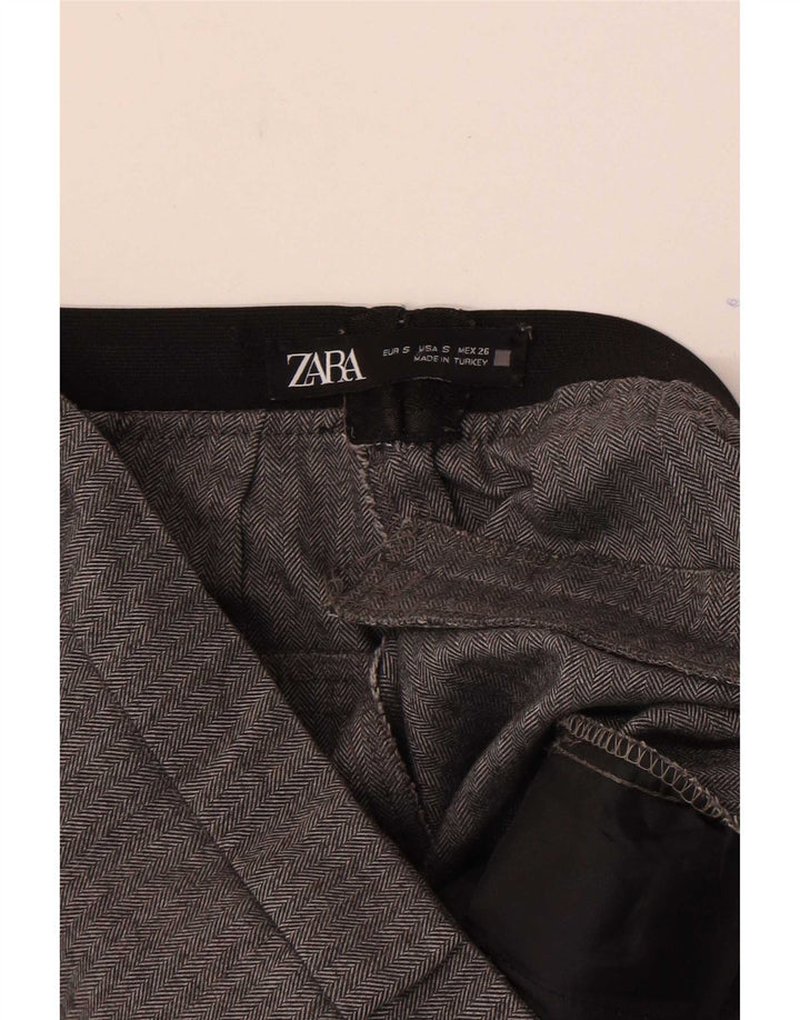 Pantaloni de costum slim pentru femei Zara Mici L26 L26 Gri Herringbone