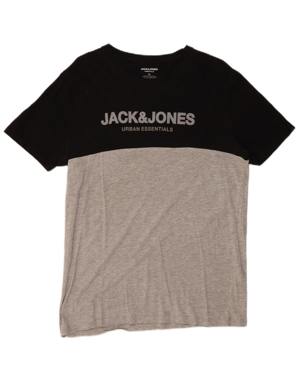 Tricou grafic pentru bărbați JACK & JONES Top XL, bumbac color-bloc negru