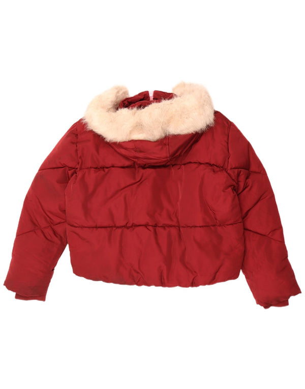 Topshop Jachetă căptușită supradimensionată pentru femei cu glugă, UK 14, mare, Bordeaux