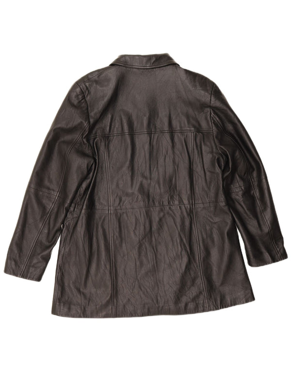 Marks & Spencer Womens Leather Jacket UK 16 Large Black Leather