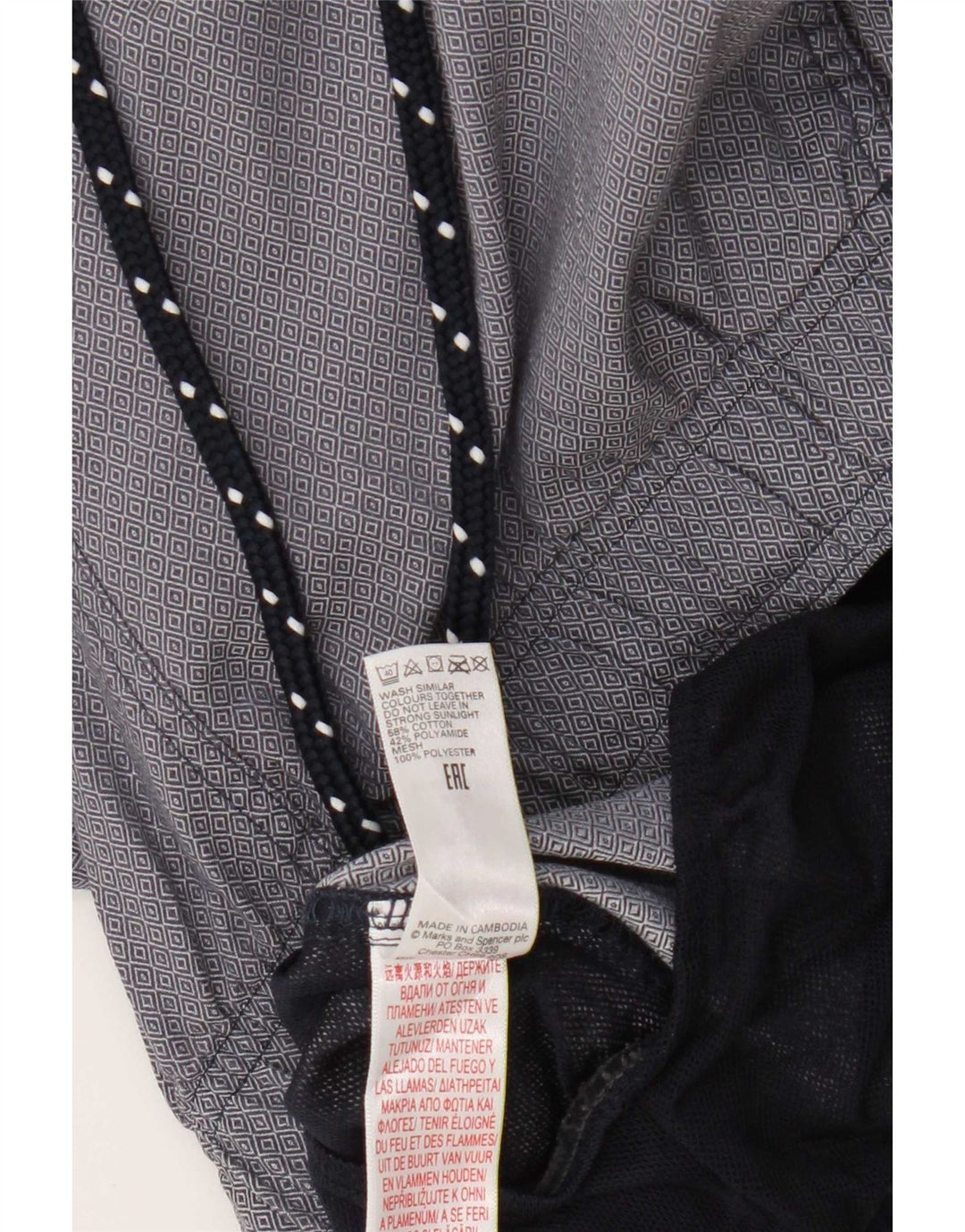 Pantaloni scurți sport pentru bărbați Marks & Spencer, bumbac geometric, albastru, mediu