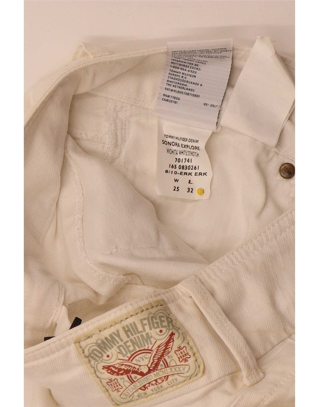 Blugi slim pentru femei Tommy Hilfiger W25 L32 bumbac alb