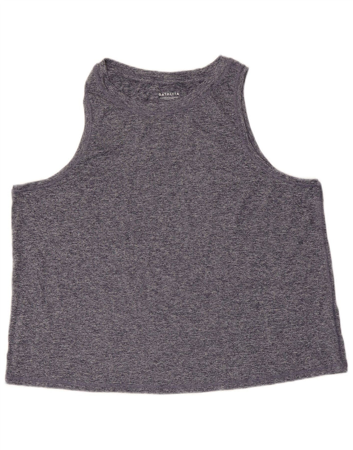 Vestă crop top pentru femei ATHLETA UK 18 XL bleumarin poliester cu pături