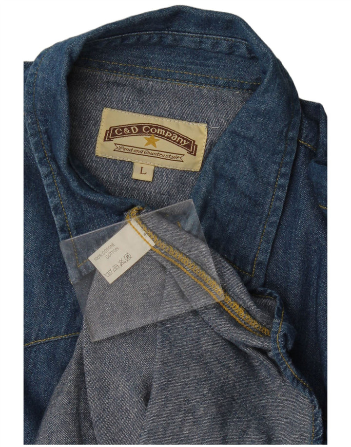 Cămașă de blugi vintage pentru bărbați, mare, albastru, bumbac