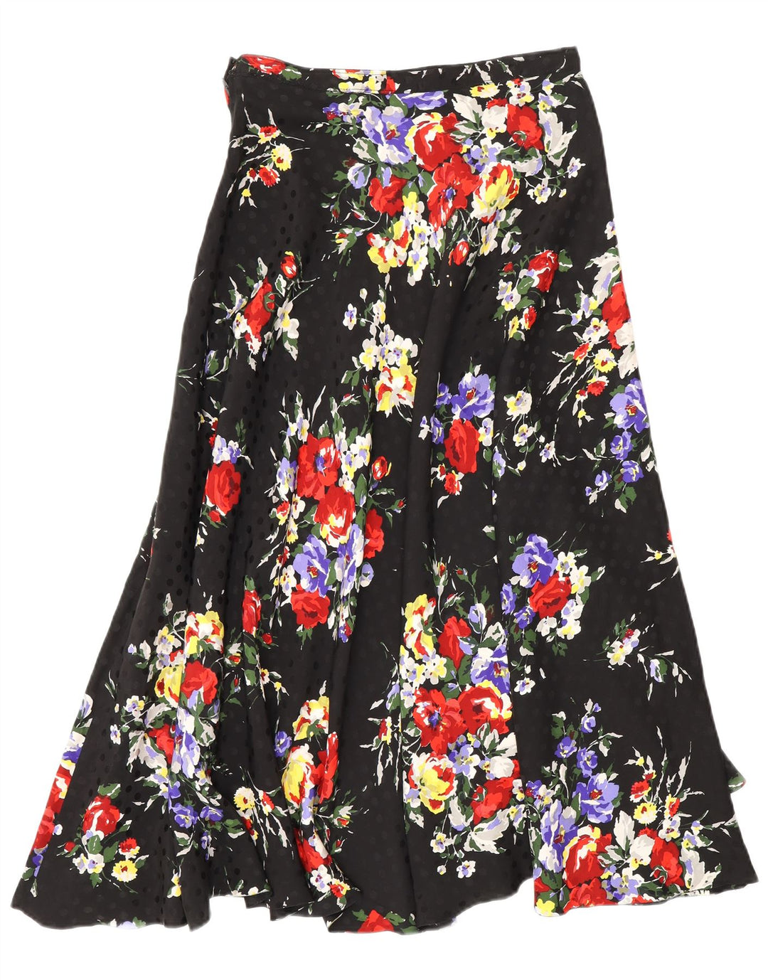 Fusta evazată pentru femei Vintage W26 Mic Negru Floral
