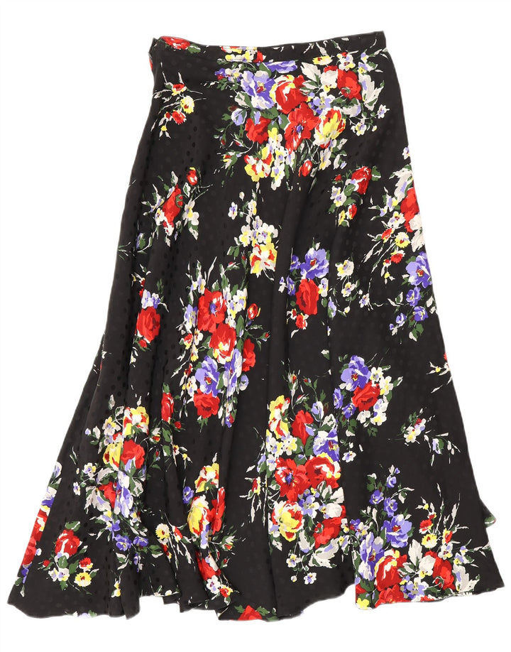 Fusta evazată pentru femei Vintage W26 Mic Negru Floral