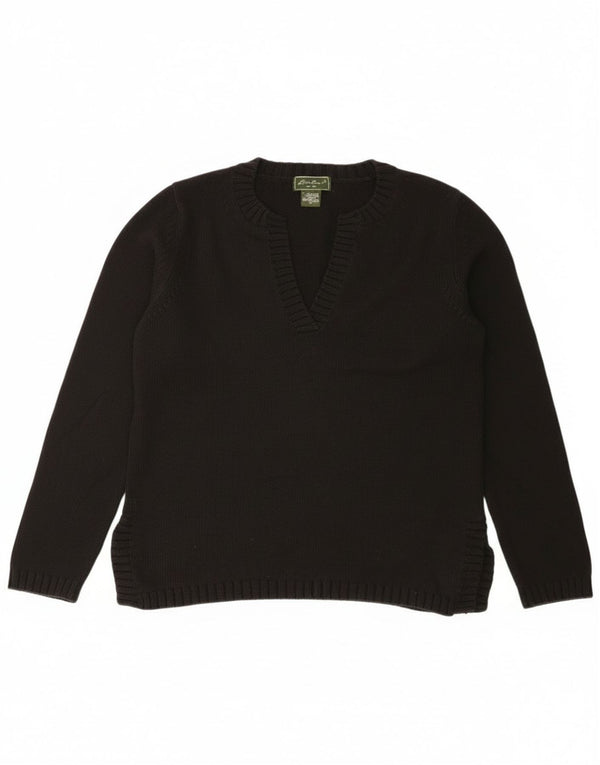 Pulover cu decolteu în V pentru femei Eddie Bauer UK 14 bumbac mediu negru