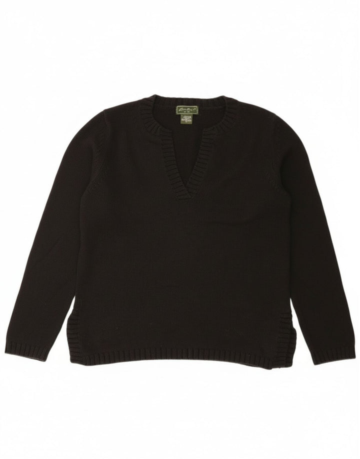Pulover cu decolteu în V pentru femei Eddie Bauer UK 14 bumbac mediu negru