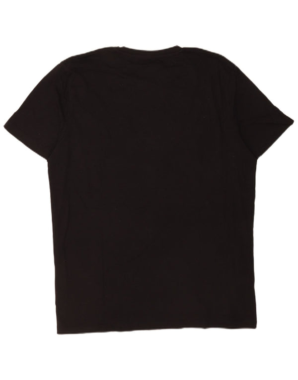 Jack & Jones Mens Graphic T-Shirt Top XL Black Cotton