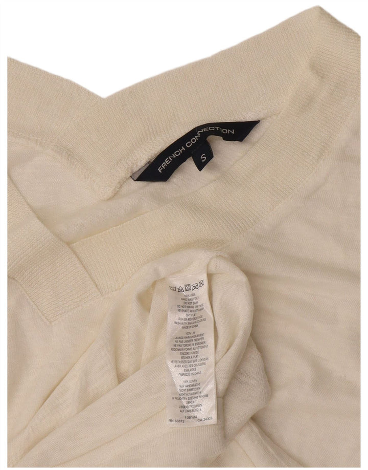 Tricou crop French Connection pentru femei Top UK 10 Small Off White Linen