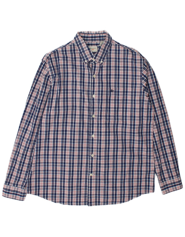 Dockers Mens Shirt Large Blue Check Cotton