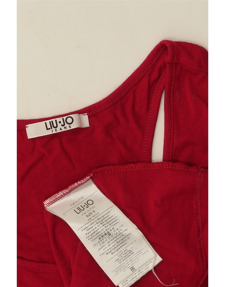 Liu Jo Femei Graphic Vest Top UK 10 Small Red Viscose