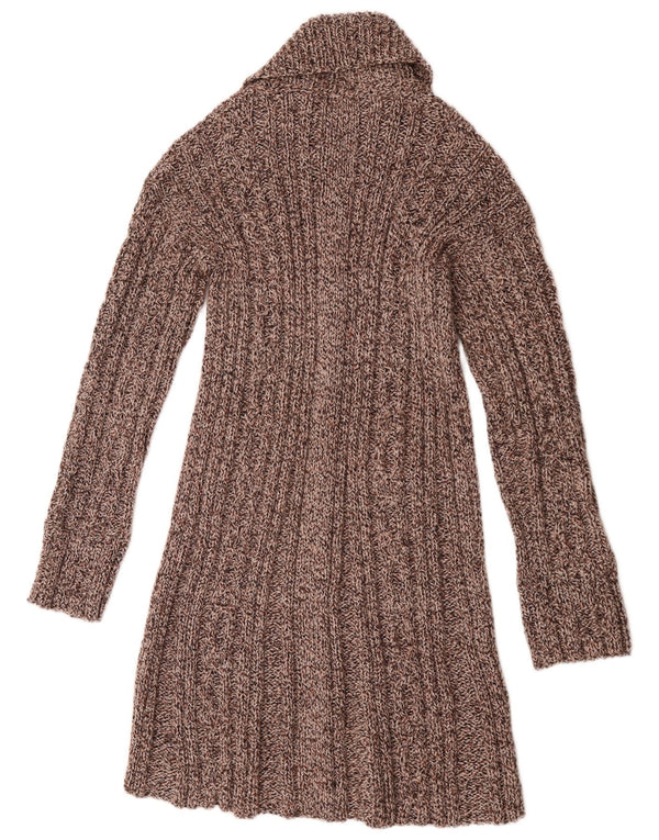 Pulover cardigan cu paragate vintage pentru femei UK 14 maro mediu