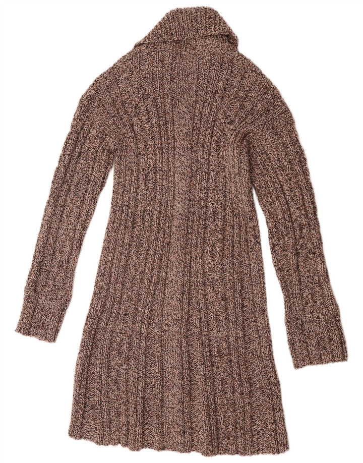Pulover cardigan cu paragate vintage pentru femei UK 14 maro mediu