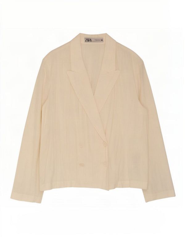 Jachetă Blazer pentru femei Zara UK 6 XS, alb, bumbac