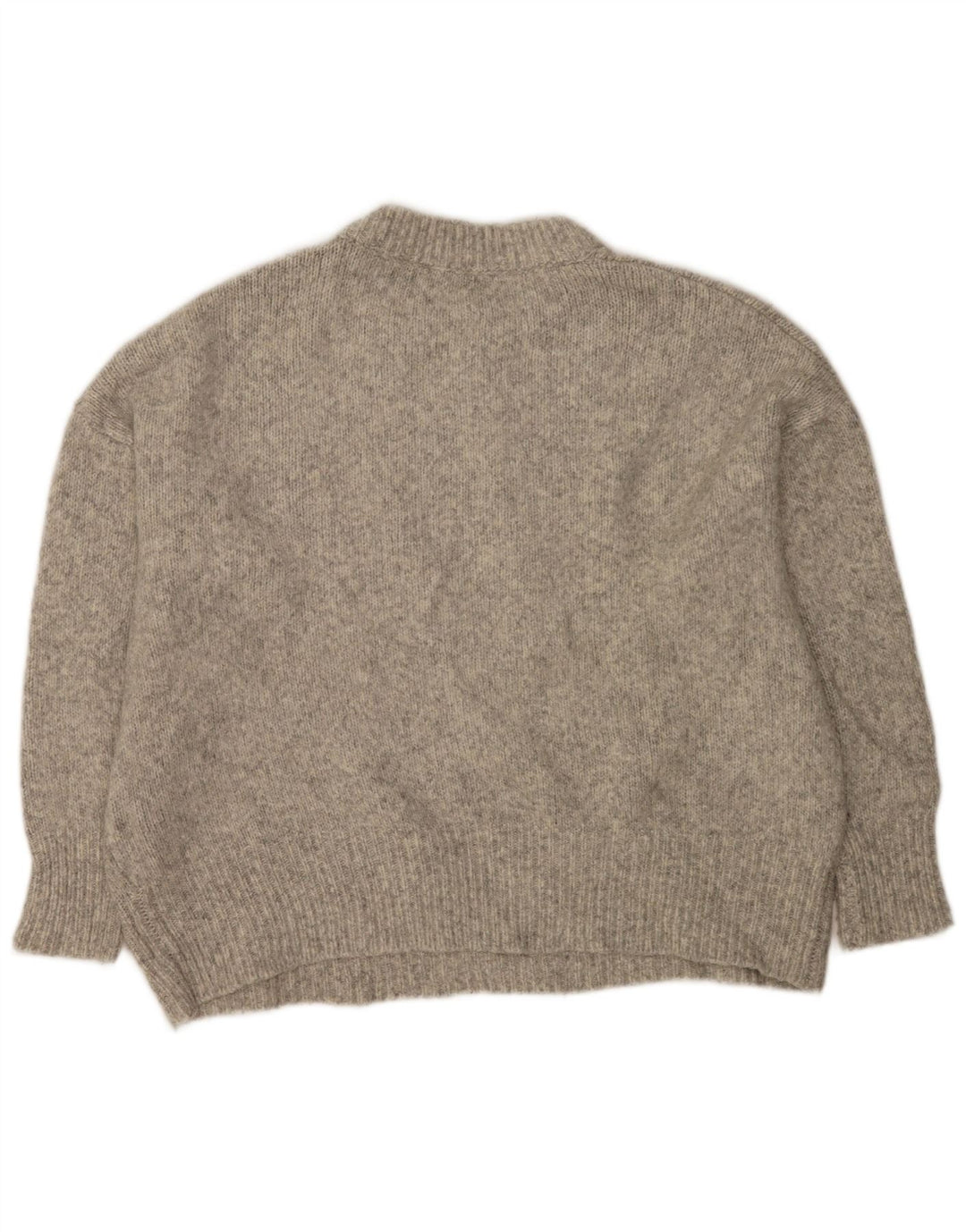 Pulover supradimensionat pentru femei Zara, cu gât crew, UK 14 Medium Gri Pete