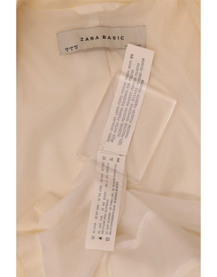 Blazer pentru femei Zara cu 1 nasture UK 12 Poliester alb mediu