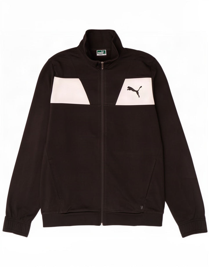 Jachetă de trening Puma pentru bărbați, poliester color bloc negru mediu