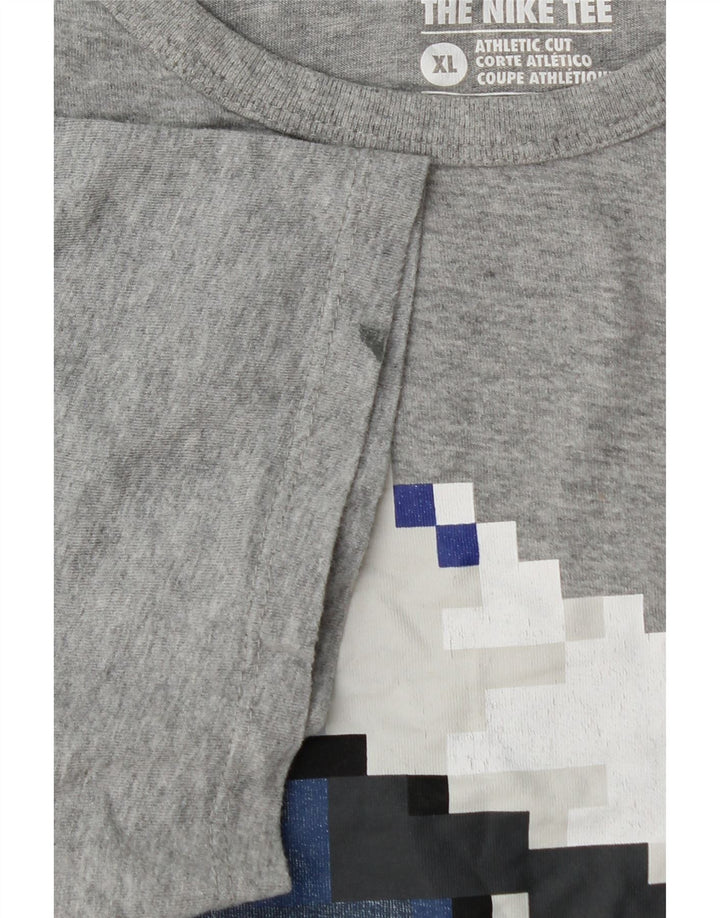 Tricou grafic Nike pentru bărbați, cu croială atletică, top XL, bumbac cu pete gri