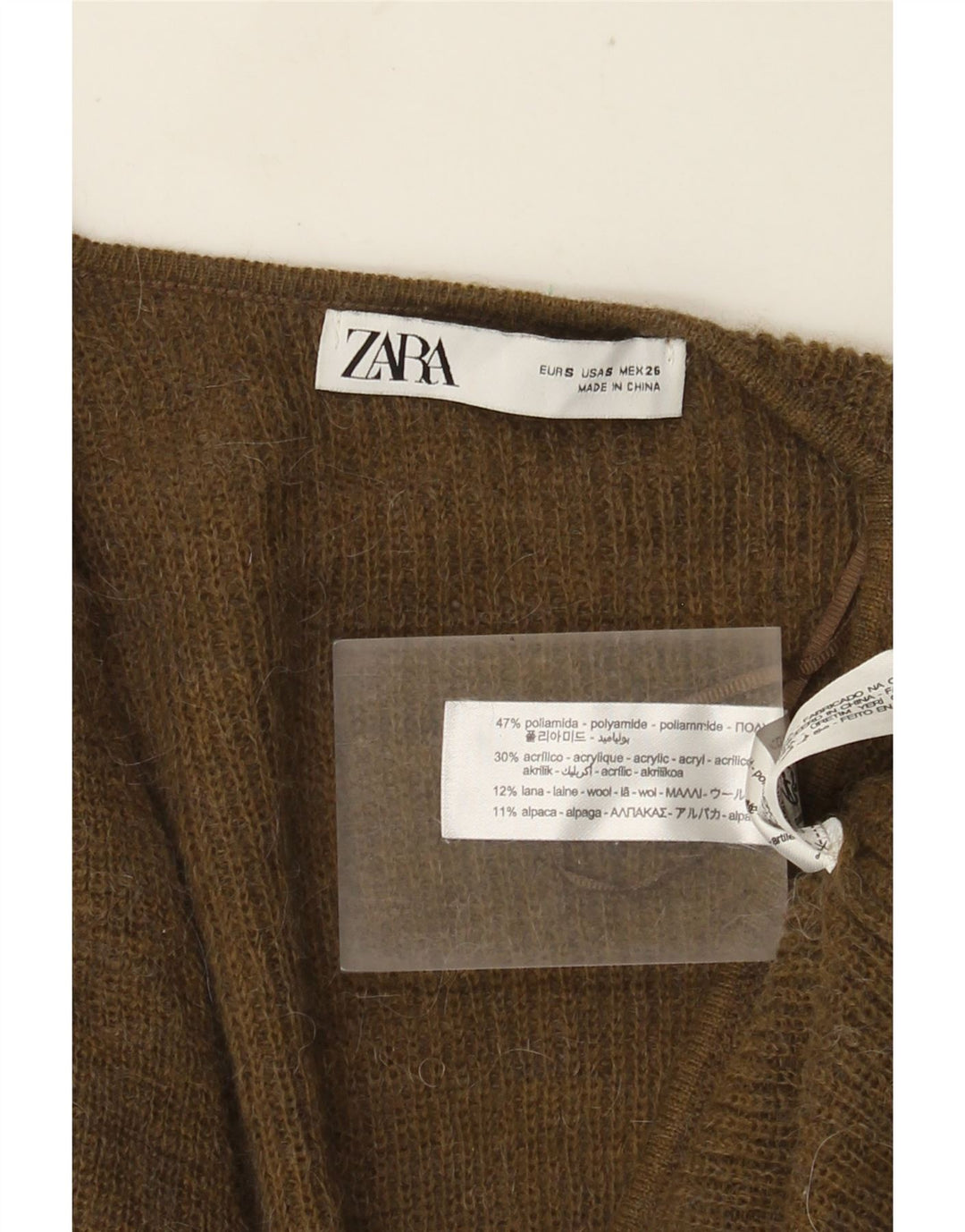 Pulover cardigan Wrap pentru femei Zara UK 10 Mic Kaki Poliamidă