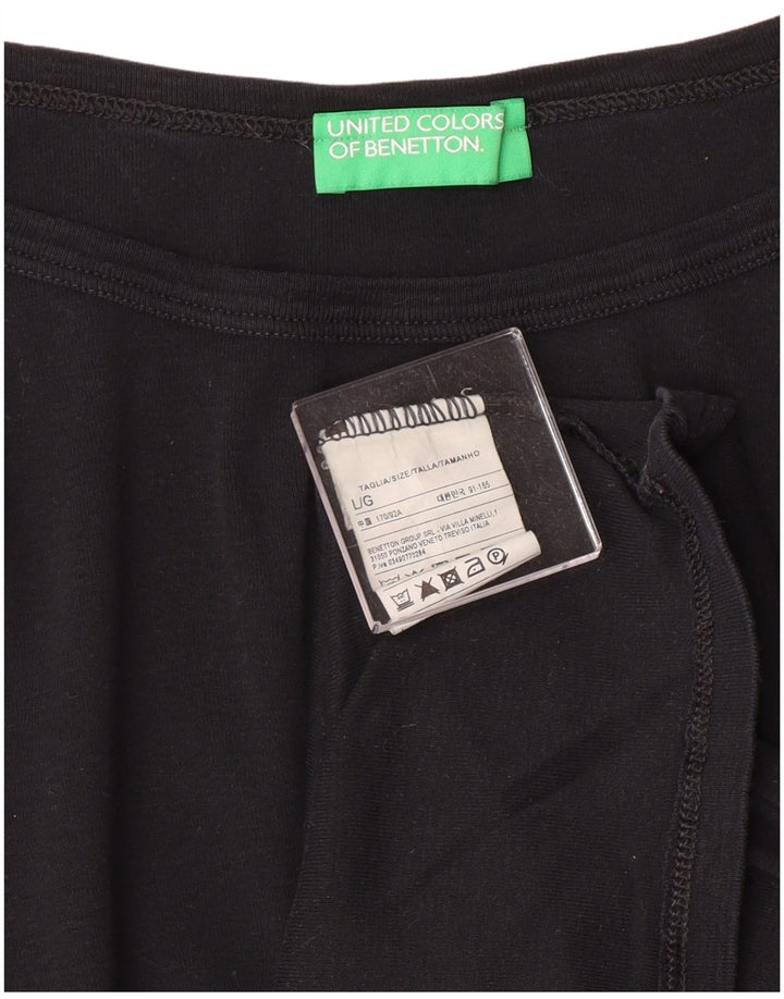 BENETTON Top pentru femei cu mâneci 3/4 UK 14, mare, negru, bumbac
