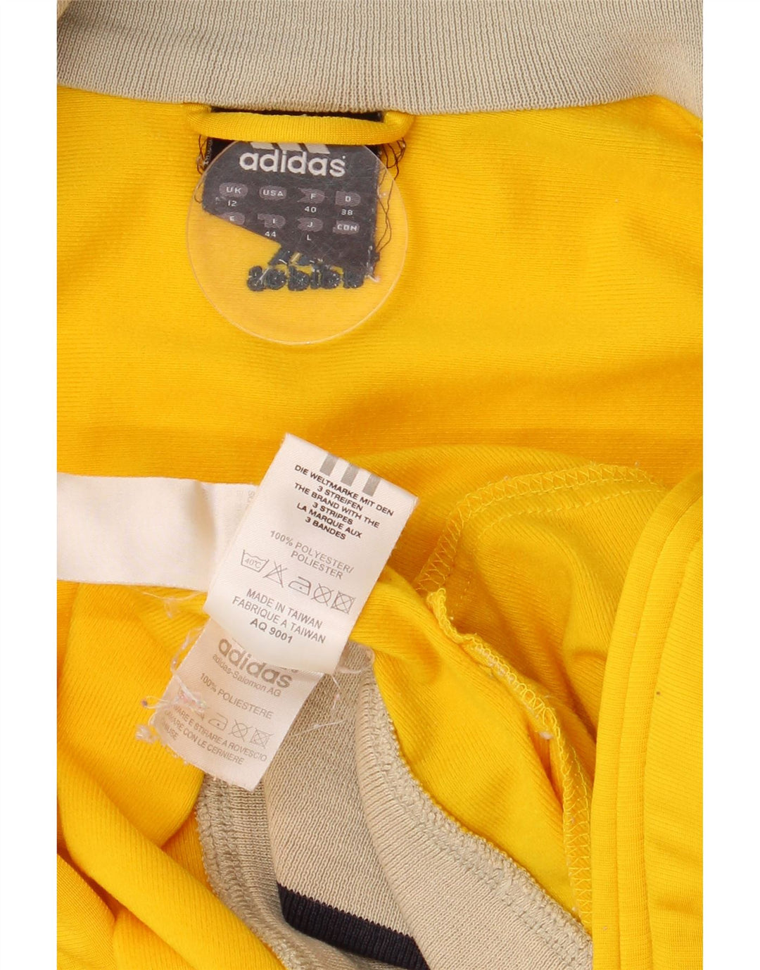 Jachetă de top pentru trening grafic Adidas pentru femei UK 12 Poliester galben mediu