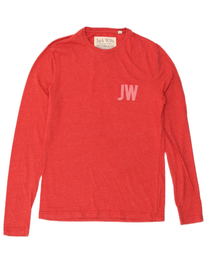 JACK WILLS Top grafic pentru bărbați cu mânecă lungă din bumbac roșu mic