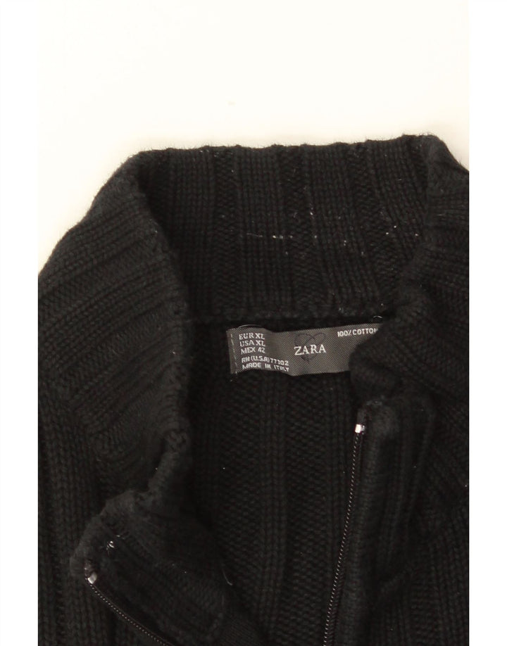 Pulover cardigan pentru bărbați ZARA XL bumbac negru