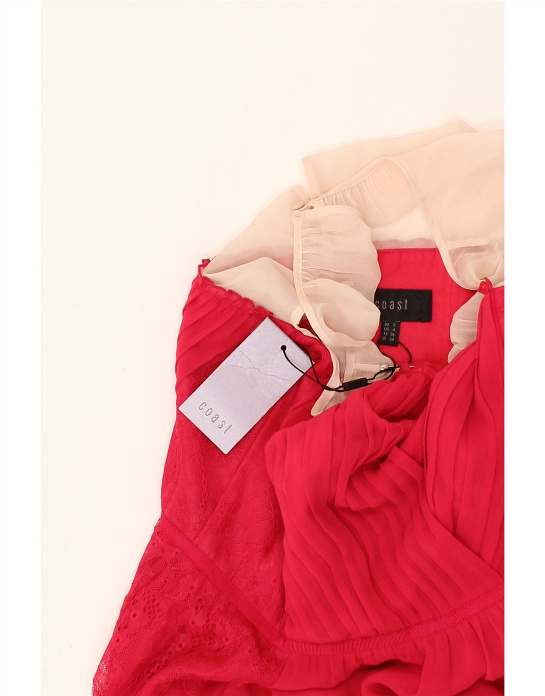 COAST Womens Sleeveless A-Line Dress UK 8 Small Red Colourblock Polyester Vintage Coast and Second-Hand Coast from Messina Hembry 
